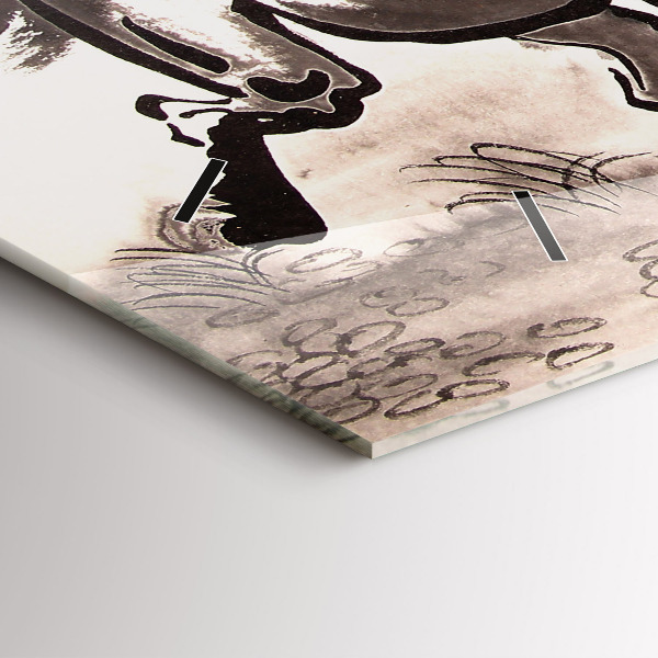 Ceas orizontale de perete din sticlă Cai în galop