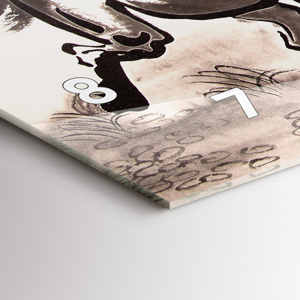 Ceas orizontale de perete din sticlă Cai în galop