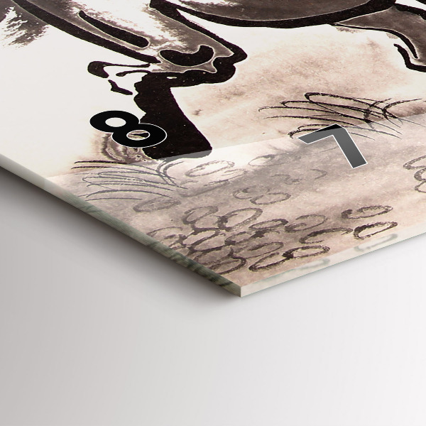 Ceas orizontale de perete din sticlă Cai în galop