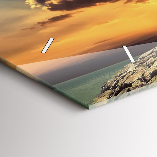 Ceas orizontale de perete din sticlă Far pe mare