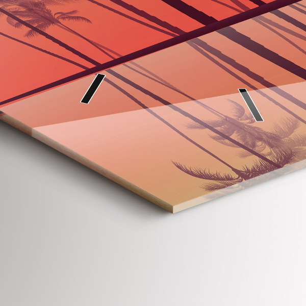 Ceas orizontale de perete din sticlă Palmieri tropicali