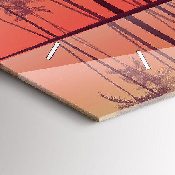 Ceas orizontale de perete din sticlă Palmieri tropicali