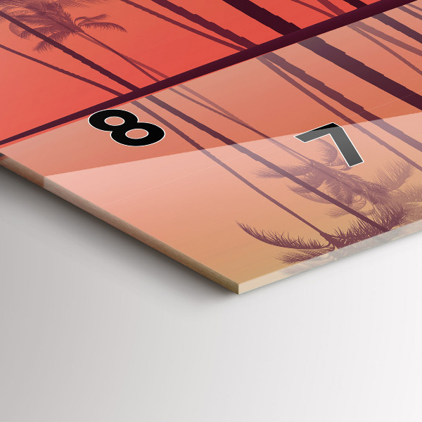 Ceas orizontale de perete din sticlă Palmieri tropicali