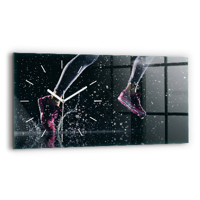 Ceas orizontale de perete din sticlă Stil de viață sănătos și alergare