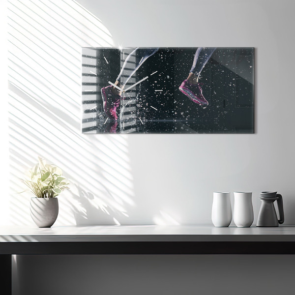 Ceas orizontale de perete din sticlă Stil de viață sănătos și alergare