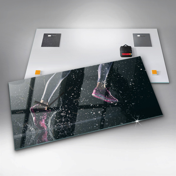 Ceas orizontale de perete din sticlă Stil de viață sănătos și alergare