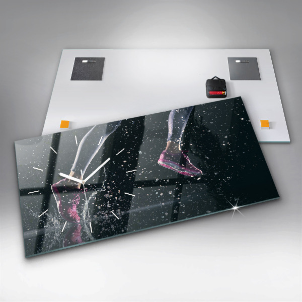 Ceas orizontale de perete din sticlă Stil de viață sănătos și alergare