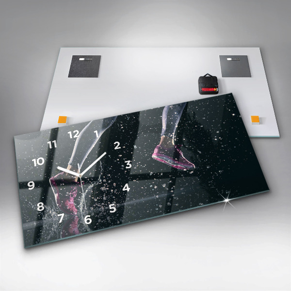 Ceas orizontale de perete din sticlă Stil de viață sănătos și alergare