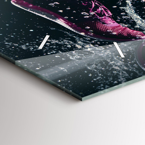 Ceas orizontale de perete din sticlă Stil de viață sănătos și alergare