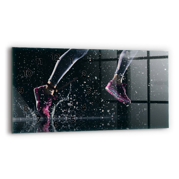 Ceas orizontale de perete din sticlă Stil de viață sănătos și alergare