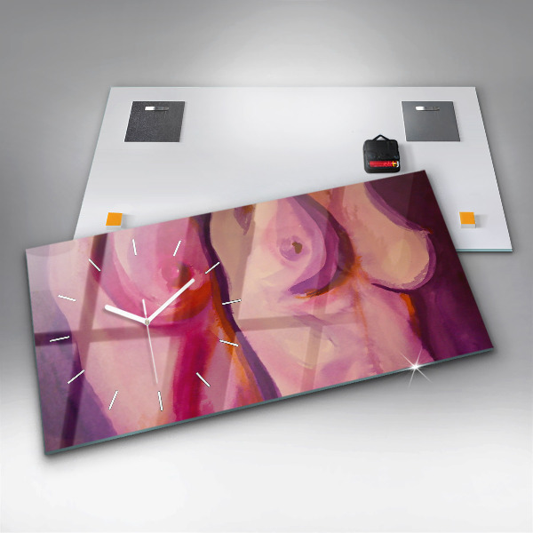 Ceas orizontale de perete din sticlă Pictura Femei