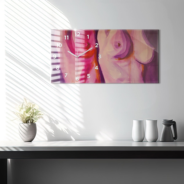 Ceas orizontale de perete din sticlă Pictura Femei