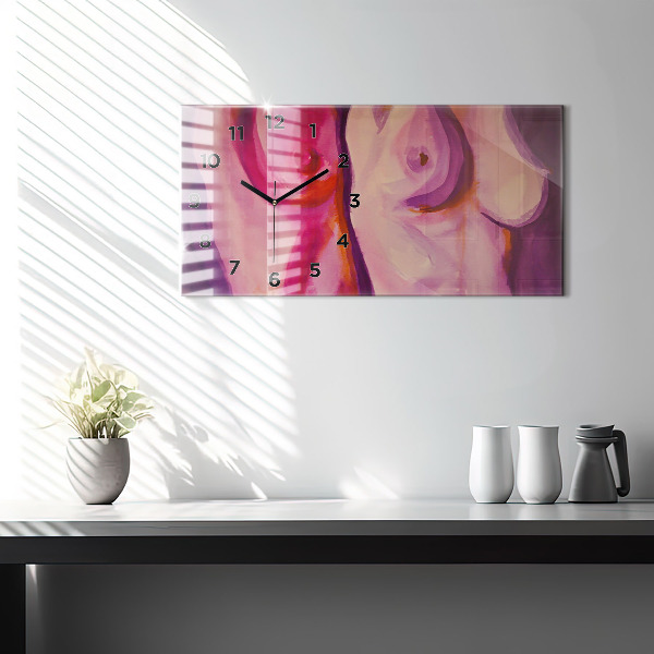 Ceas orizontale de perete din sticlă Pictura Femei