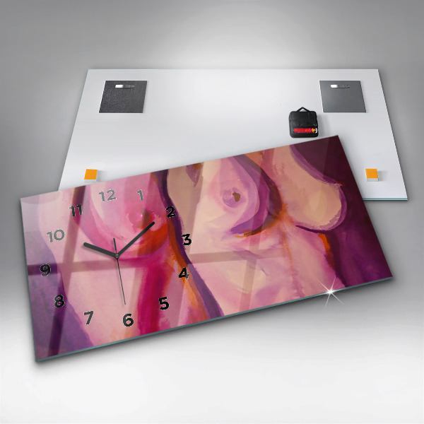Ceas orizontale de perete din sticlă Pictura Femei
