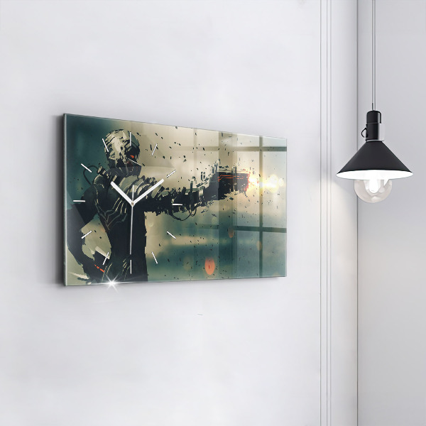 Ceas orizontale de perete din sticlă Joc cu arme letale