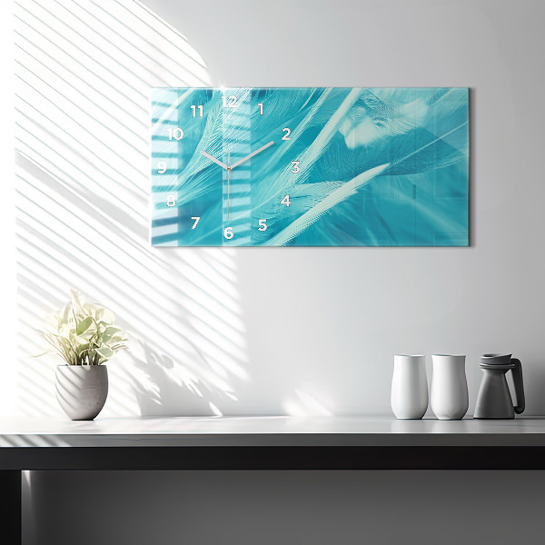 Ceas orizontale de perete din sticlă Vintage verde și turcoaz