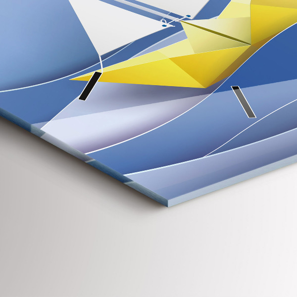 Ceas orizontale de perete din sticlă Barci cu pânze origami colorate