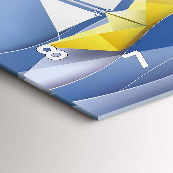 Ceas orizontale de perete din sticlă Barci cu pânze origami colorate