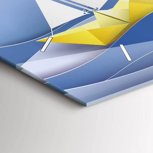 Ceas orizontale de perete din sticlă Barci cu pânze origami colorate