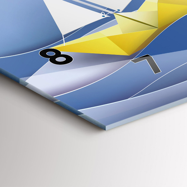 Ceas orizontale de perete din sticlă Barci cu pânze origami colorate