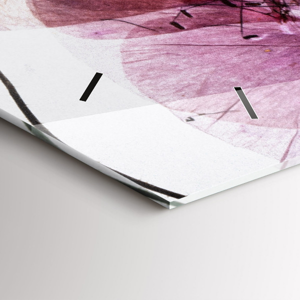 Ceas orizontale de perete din sticlă Flori uscate de maci