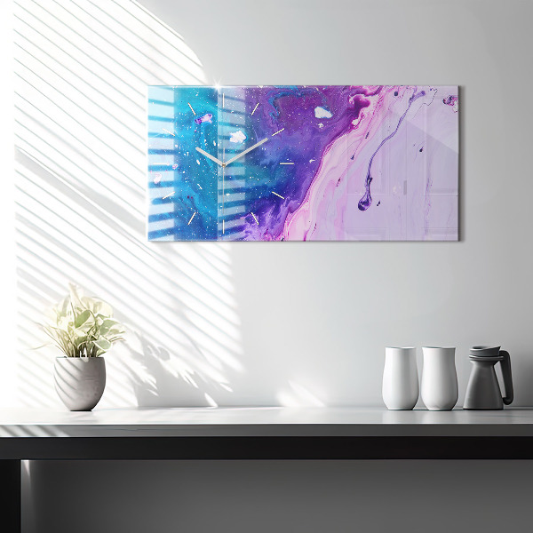 Ceas orizontale de perete din sticlă Fundal colorat