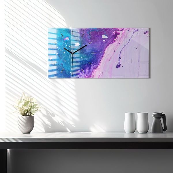 Ceas orizontale de perete din sticlă Fundal colorat