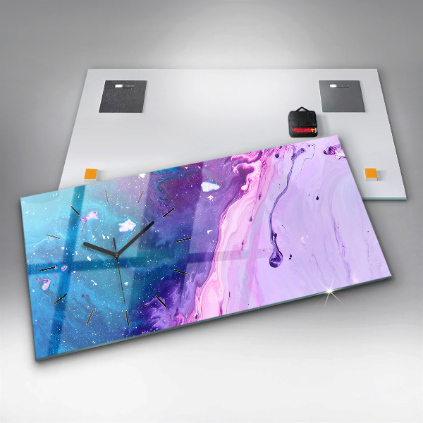 Ceas orizontale de perete din sticlă Fundal colorat