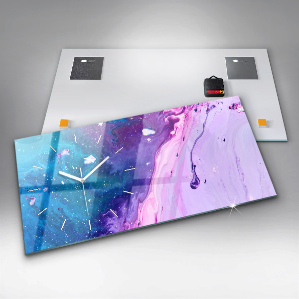 Ceas orizontale de perete din sticlă Fundal colorat