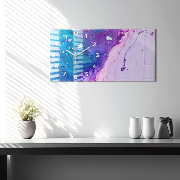 Ceas orizontale de perete din sticlă Fundal colorat