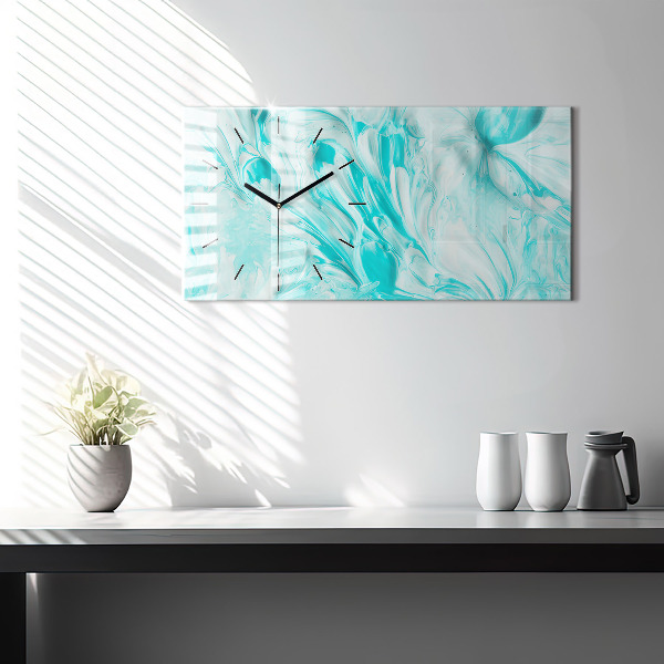 Ceas orizontale de perete din sticlă Abstracția albastră