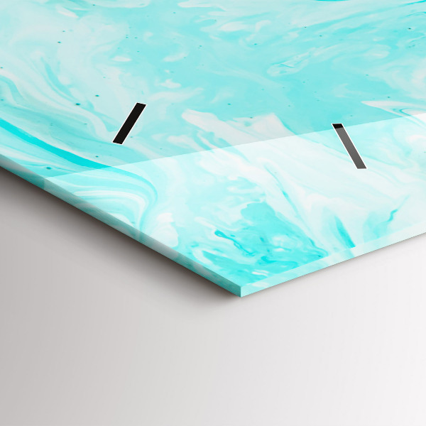 Ceas orizontale de perete din sticlă Abstracția albastră