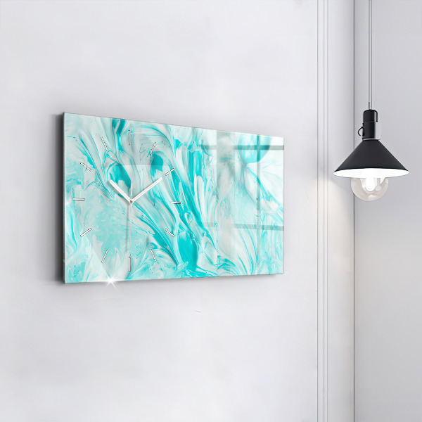 Ceas orizontale de perete din sticlă Abstracția albastră