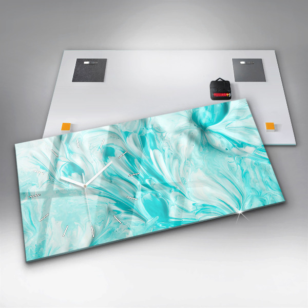 Ceas orizontale de perete din sticlă Abstracția albastră