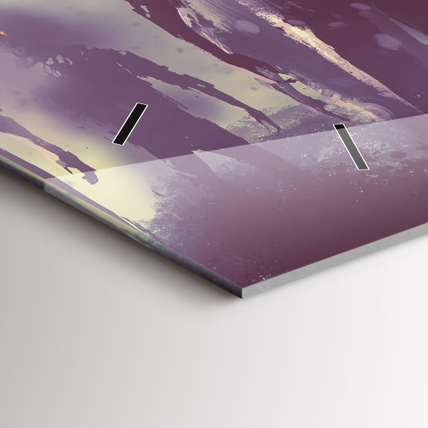 Ceas orizontale de perete din sticlă Zombi noaptea - Halloween