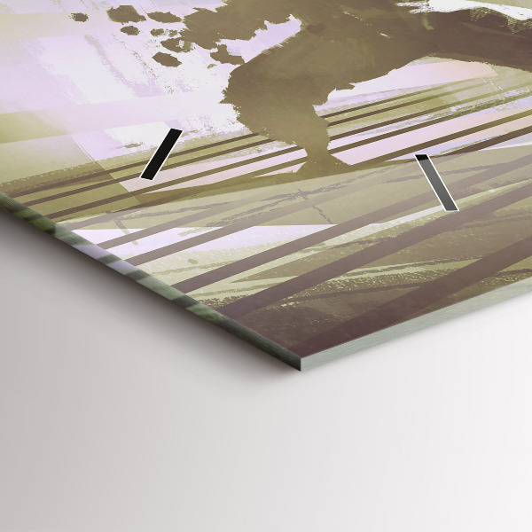 Ceas orizontale de perete din sticlă Robot și samurai se luptă