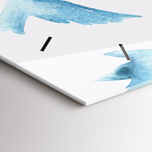 Ceas orizontale de perete din sticlă Păsări albastre zburătoare