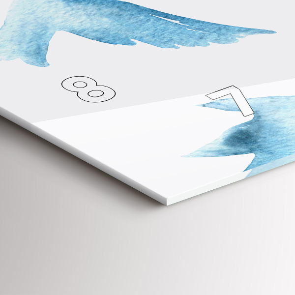 Ceas orizontale de perete din sticlă Păsări albastre zburătoare