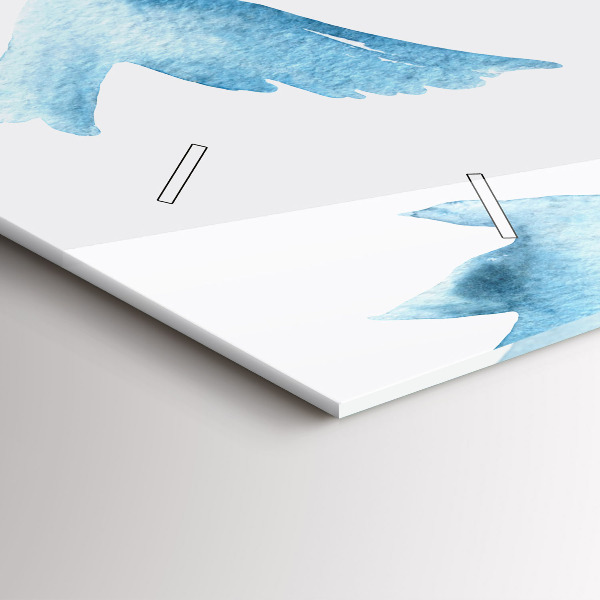 Ceas orizontale de perete din sticlă Păsări albastre zburătoare