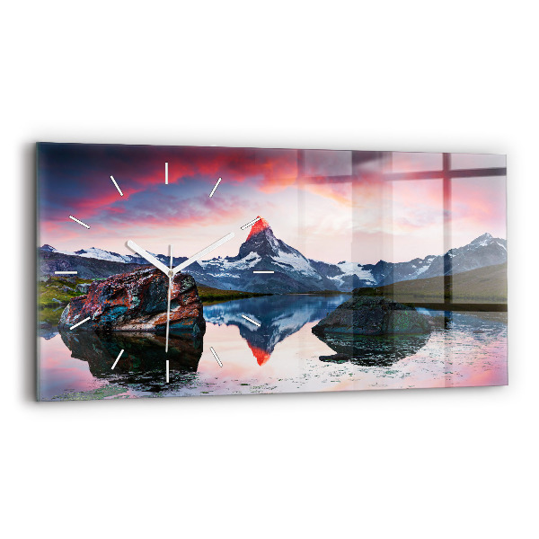 Ceas orizontale de perete din sticlă Lacul Stellisee Matterhorn
