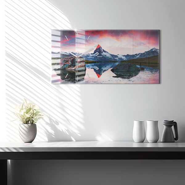 Ceas orizontale de perete din sticlă Lacul Stellisee Matterhorn