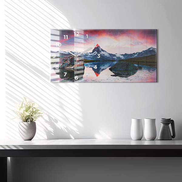 Ceas orizontale de perete din sticlă Lacul Stellisee Matterhorn