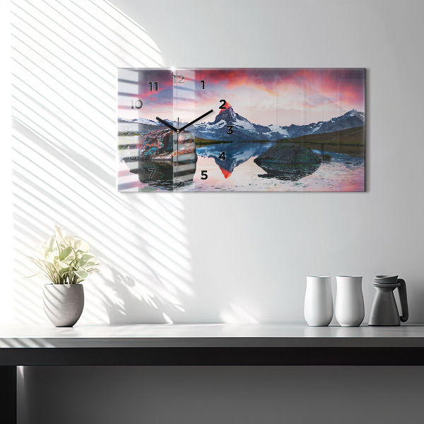 Ceas orizontale de perete din sticlă Lacul Stellisee Matterhorn