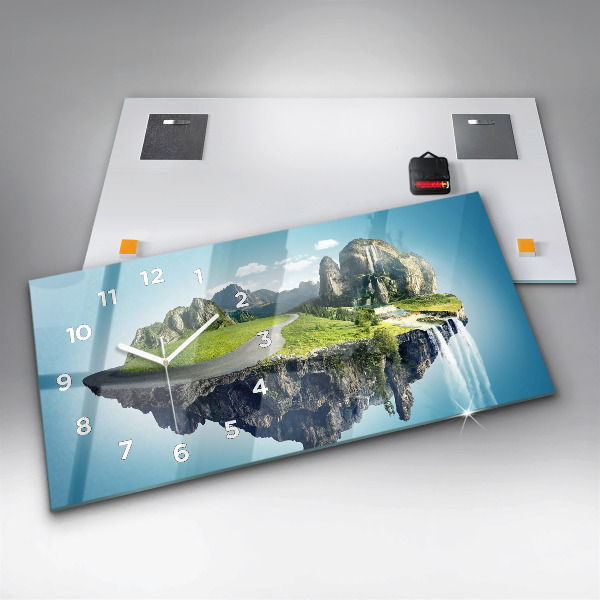 Ceas orizontale de perete din sticlă Insulă zburătoare