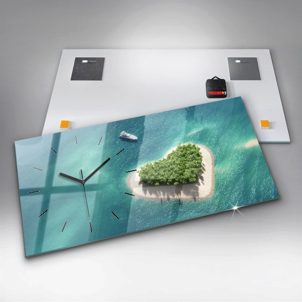 Ceas orizontale de perete din sticlă Insula Inimii
