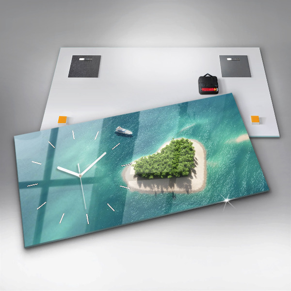 Ceas orizontale de perete din sticlă Insula Inimii