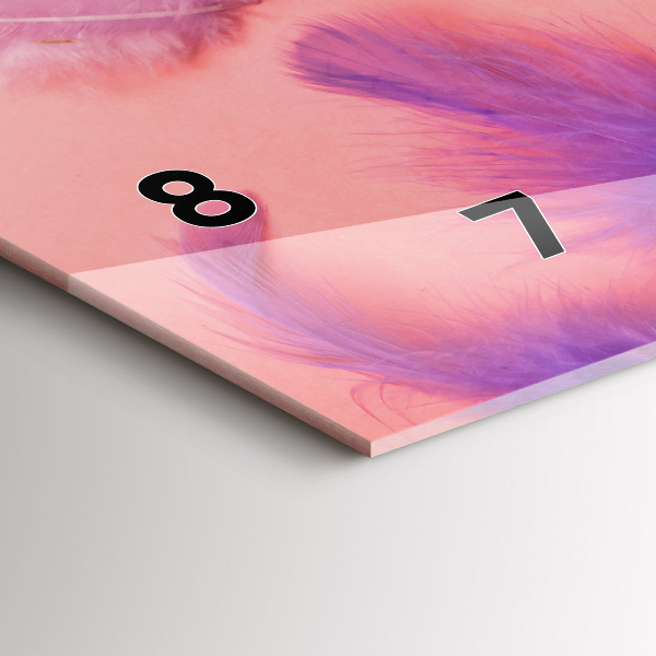 Ceas orizontale de perete din sticlă Pene colorate