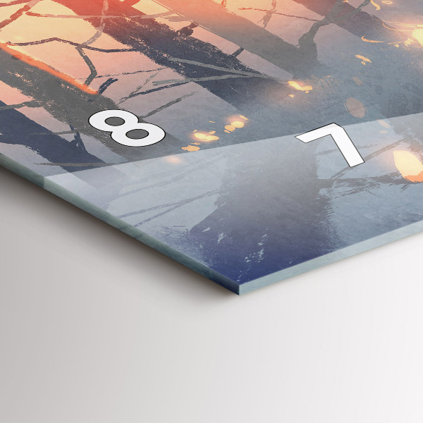 Ceas orizontale de perete din sticlă Peisaj de iarnă cu copaci