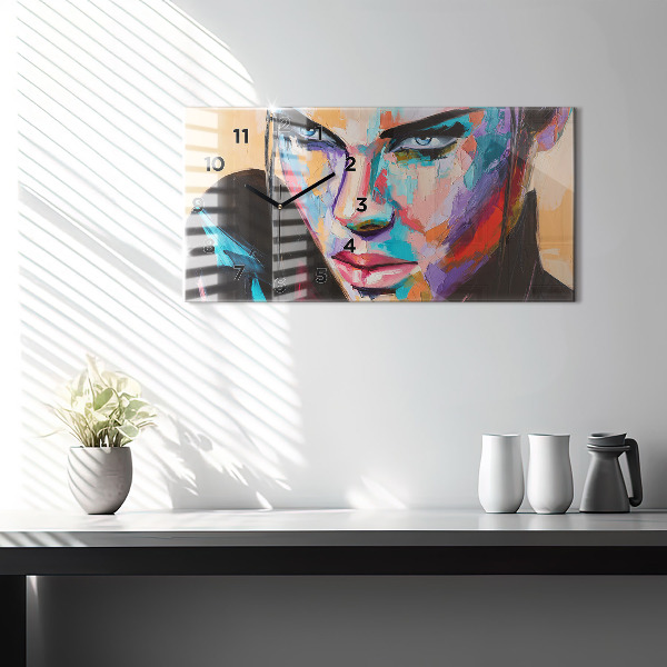 Ceas orizontale de perete din sticlă Portretul unei femei