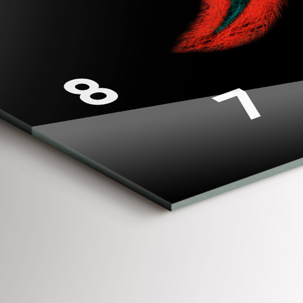 Ceas orizontale de perete din sticlă Pene de păsări colorate